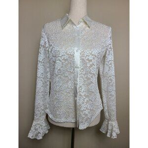 Jonathan Martin womens Long Sleeves Top Shirt Blouse White Lace Size M A270